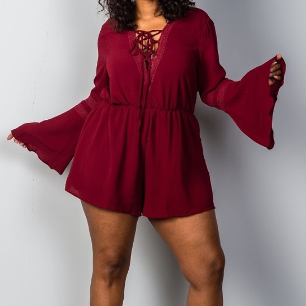 V-neck plus size romper